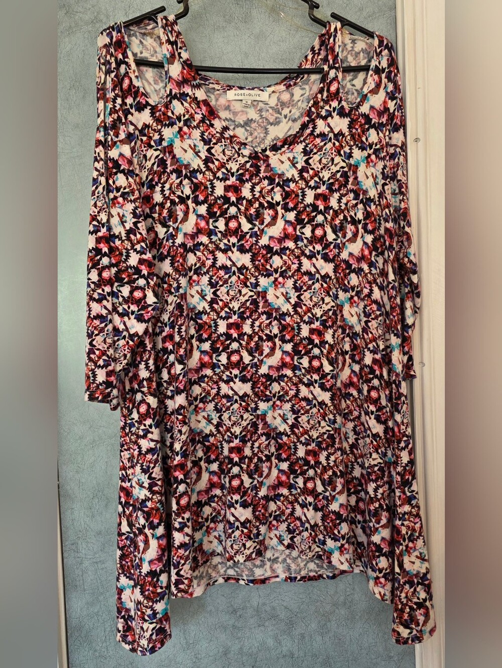 Rose & Olive Floral Geo Print Swing Tunic